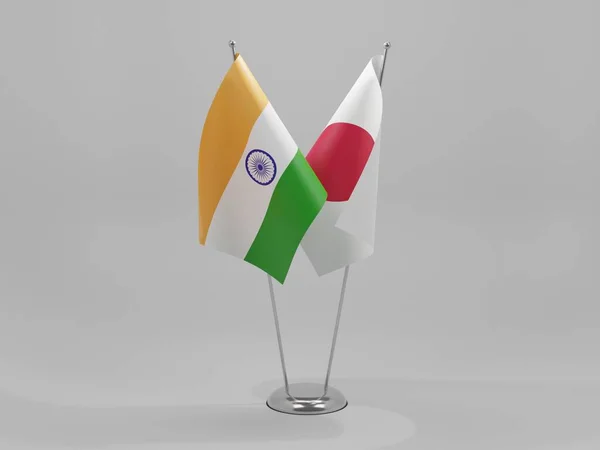 Japón Banderas Cooperación India Fondo Blanco Render —  Fotos de Stock