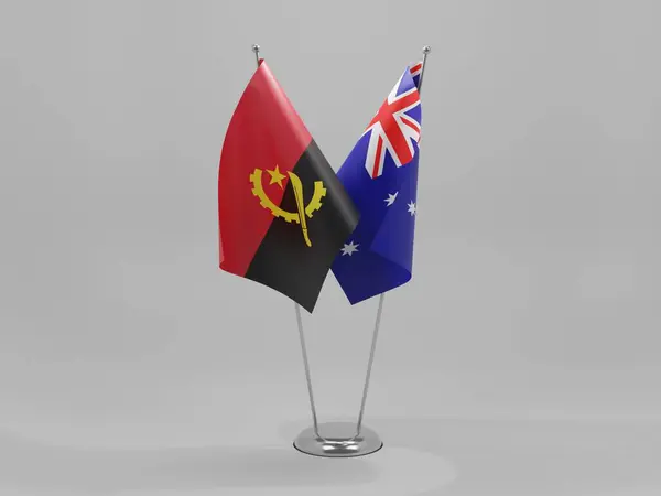 澳大利亚 安哥拉合作旗帜 白色背景 3D渲染 — 图库照片