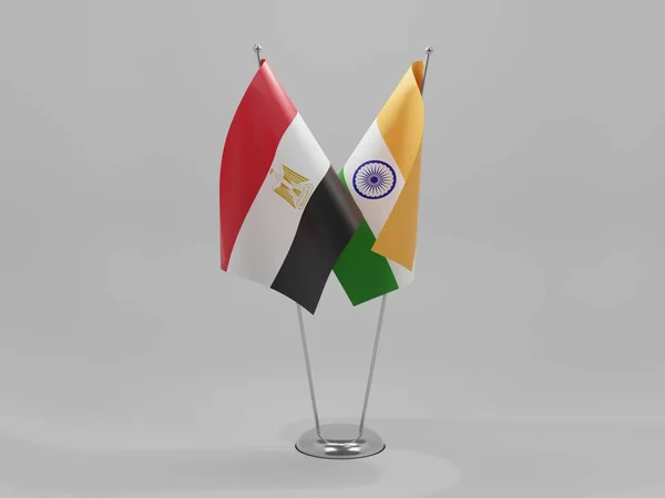 India Egypte Samenwerking Vlaggen Witte Achtergrond Render — Stockfoto