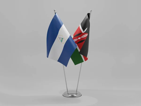 肯尼亚 尼加拉瓜合作旗 白色背景 3D渲染 — 图库照片