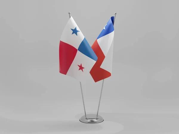 Chile Panama Cooperation Flags White Background Render — Stock Photo, Image