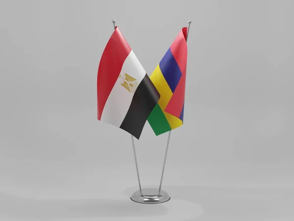 Μαυρίκιος Αίγυπτος Σημαίες Συνεργασίας Λευκό Φόντο Render — Φωτογραφία Αρχείου
