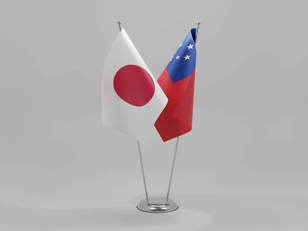 Samoa Japan Samenwerking Vlaggen Witte Achtergrond Render — Stockfoto