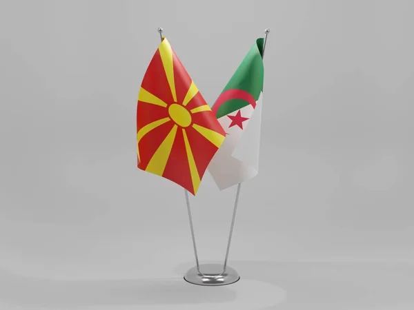 Algeria Macedonia Bandiere Cooperazione Sfondo Bianco Render — Foto Stock