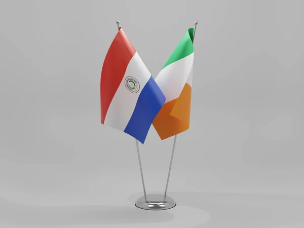 Irlanda Bandeiras Cooperação Paraguai Fundo Branco Render — Fotografia de Stock