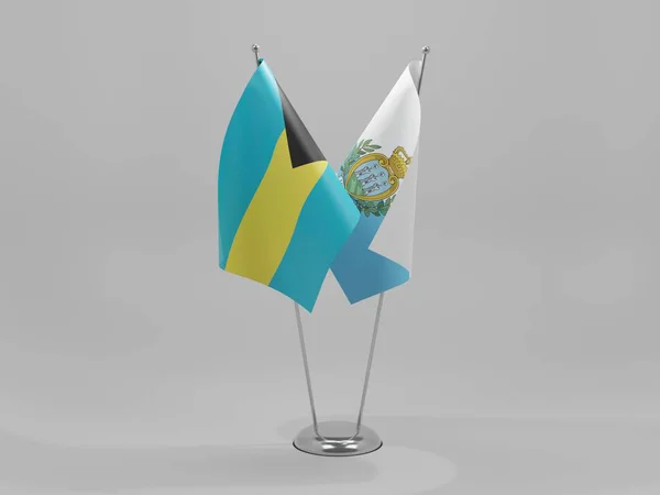 San Marino Bahamas Cooperation Flags White Background Render — стокове фото