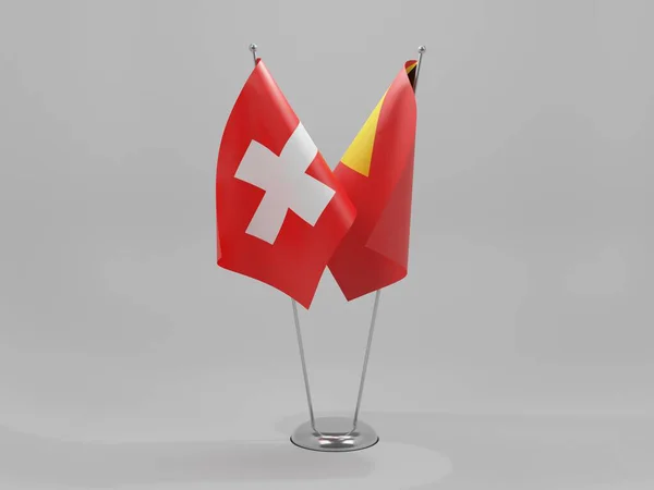 Timor Leste Swiss Cooperation Flags White Background Render — Stok Foto