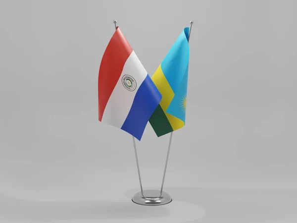 Ruanda Paraguay Banderas Cooperación Fondo Blanco Render —  Fotos de Stock