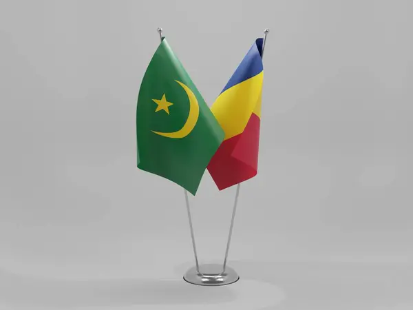 Čad Mauritánie Spolupráce Vlajky Bílé Pozadí Vykreslení — Stock fotografie