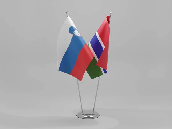 Gambia Slowenien Kooperationsfahnen Weißer Hintergrund Render — Stockfoto