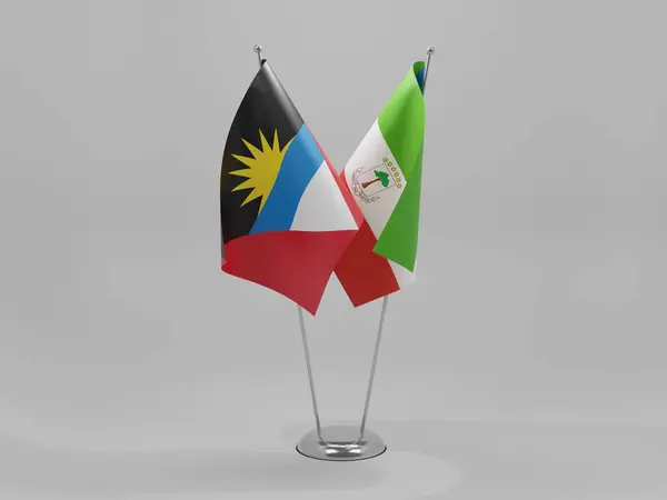 Guinea Equatoriale Antigua Barbuda Bandiere Cooperazione Sfondo Bianco Render — Foto Stock