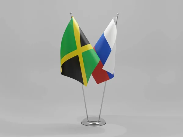Russland Jamaika Kooperationsflaggen Weißer Hintergrund Render — Stockfoto