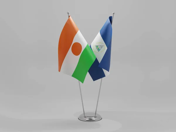 Νικαράγουα Σημαίες Συνεργασίας Του Νίγηρα Λευκό Φόντο Render — Φωτογραφία Αρχείου