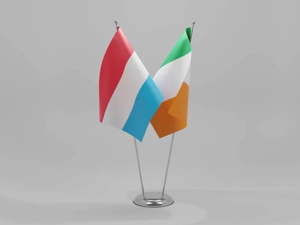 Irlanda Banderas Cooperación Luxemburgo Fondo Blanco Render — Foto de Stock