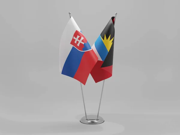 Antigua Und Barbuda Slowakei Flaggen Der Zusammenarbeit Weißer Hintergrund Render — Stockfoto