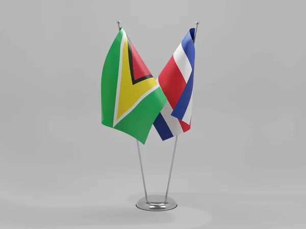 코스타리카 Guyana Cooperation Flags White Background Render — 스톡 사진