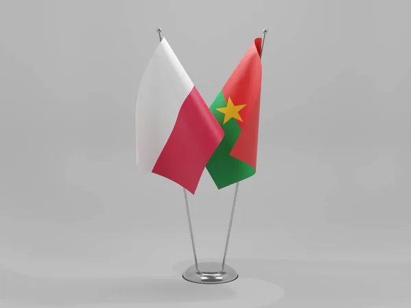 Μπουρκίνα Φάσο Πολωνικές Σημαίες Συνεργασίας Λευκό Φόντο Render — Φωτογραφία Αρχείου