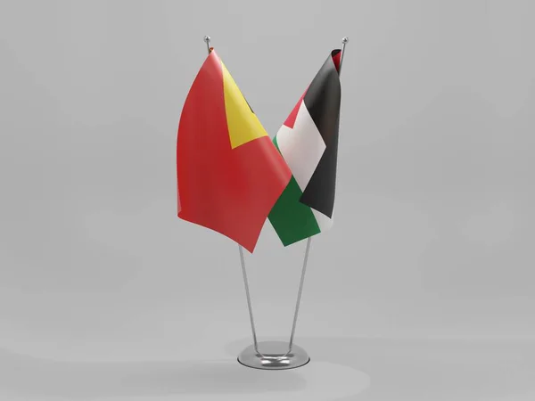 Palestina Banderas Cooperación Timor Oriental Fondo Blanco Render —  Fotos de Stock