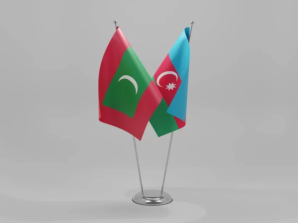 Azerbaiyán Banderas Cooperación Maldivas Fondo Blanco Render — Foto de Stock
