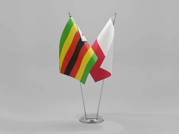 Polen Zimbabwes Samarbetsflaggor Vit Bakgrund Render — Stockfoto