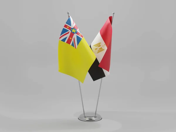 Egipt Niue Flagi Współpracy Białe Tło Render — Zdjęcie stockowe