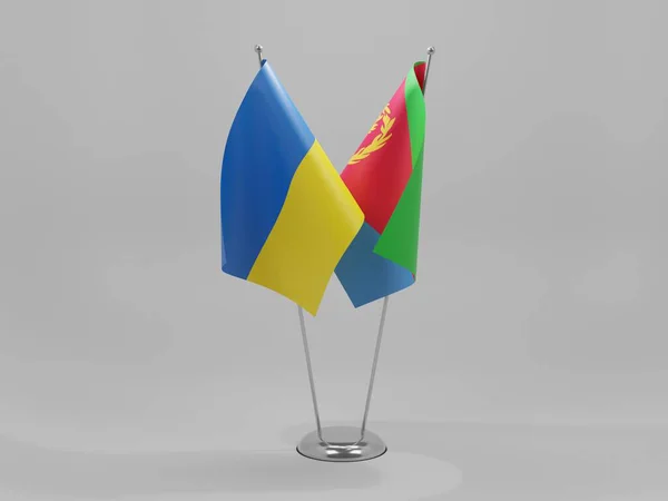 Eritrea Ukrainas Samarbetsflaggor Vit Bakgrund Render — Stockfoto