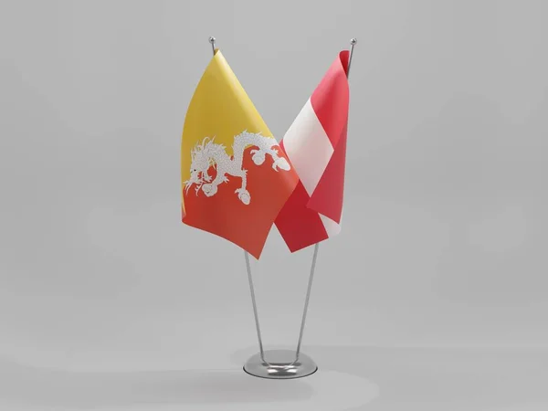 Österreich Bhutan Kooperationsfahnen Weißer Hintergrund Render — Stockfoto