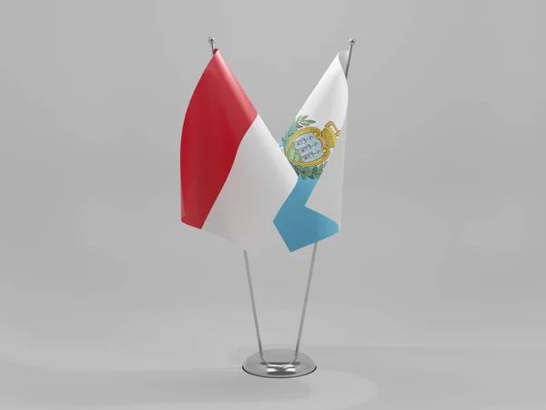 San Marino Banderas Cooperación Mónaco Fondo Blanco Render —  Fotos de Stock