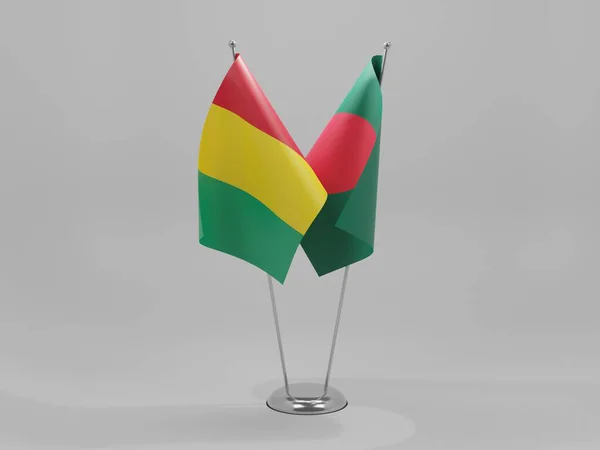 Bangladesh Banderas Cooperación Guinea Fondo Blanco Render —  Fotos de Stock