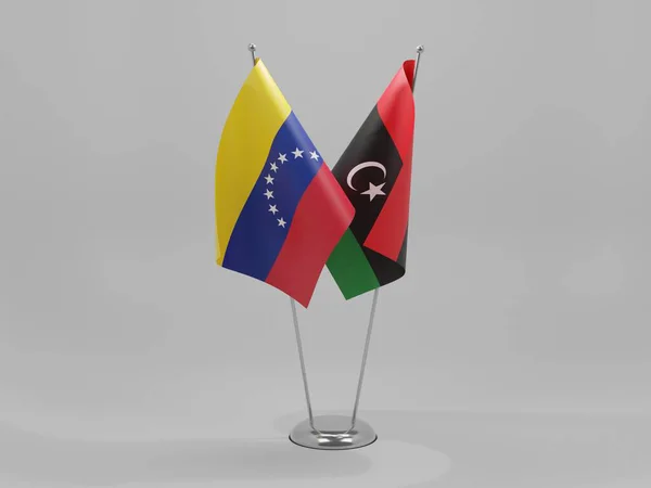 リビア ベネズエラ協力旗 白背景 3Dレンダリング — ストック写真