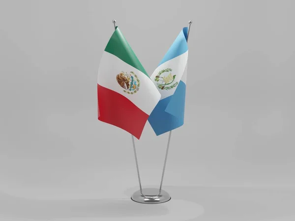 Guatemala Banderas Cooperación México Fondo Blanco Render — Foto de Stock