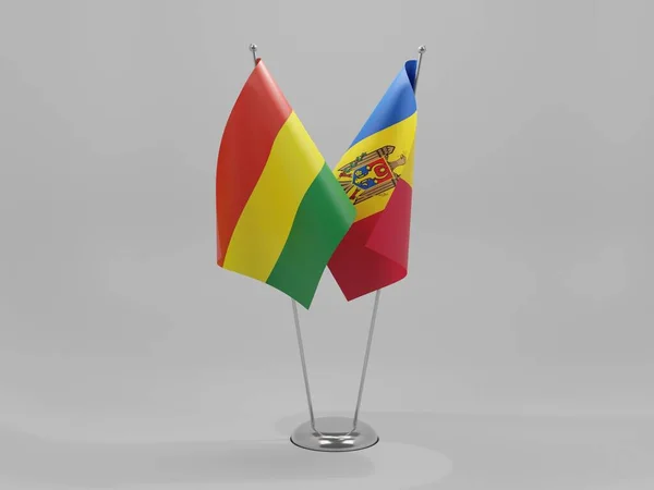 Moldávia Bandeiras Cooperação Bolívia Fundo Branco Render — Fotografia de Stock