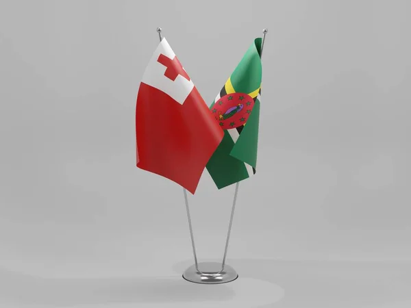 Dominika Tonga Kooperace Vlajky Bílé Pozadí Vykreslení — Stock fotografie