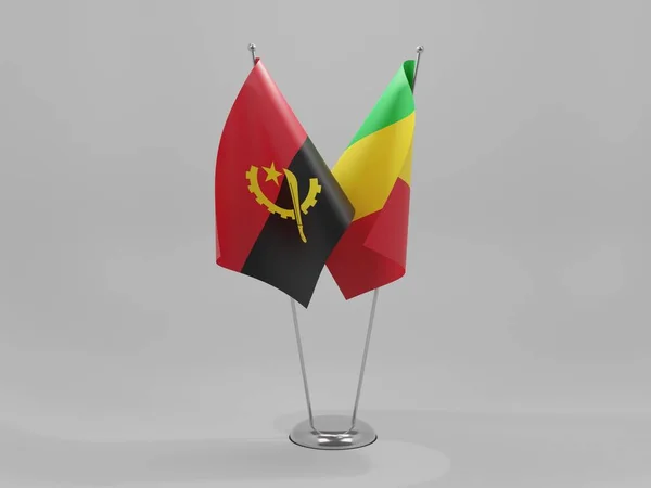Mali Angola Kooperationsfahnen Weißer Hintergrund Render — Stockfoto
