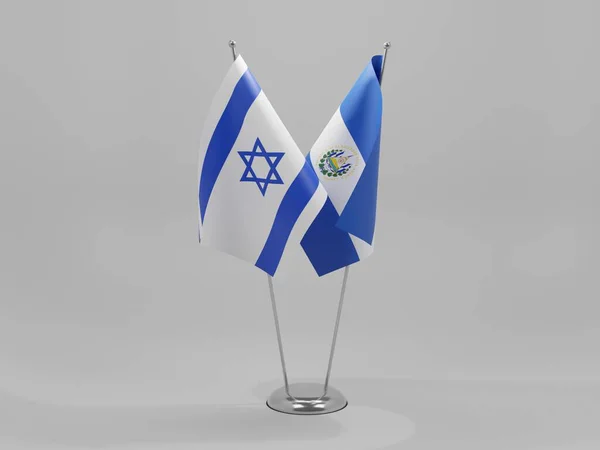 Salvador Banderas Cooperación Israel Fondo Blanco Render — Foto de Stock