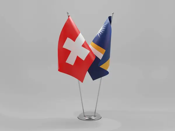 Marshallinseln Schweiz Kooperationsflaggen Weißer Hintergrund Render — Stockfoto