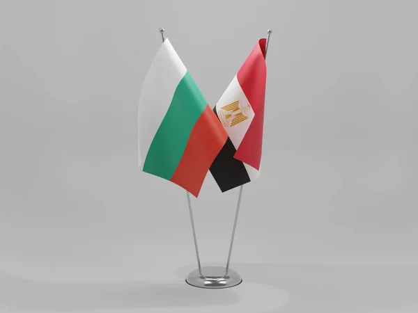 Mısır - Bulgaristan İşbirliği Bayrakları, Beyaz Arkaplan - 3D Hazırlama