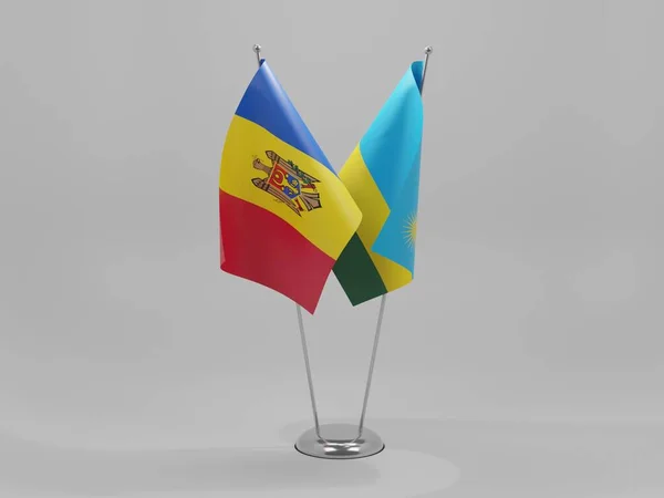 Ruanda Bandiere Cooperazione Moldova Sfondo Bianco Render — Foto Stock