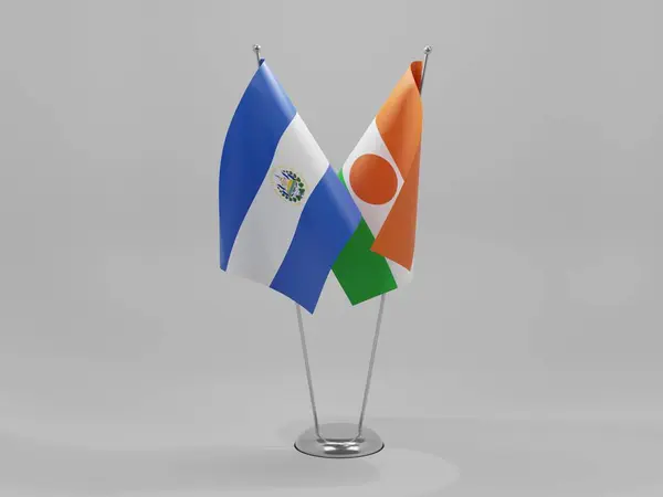 Niger Salvador Cooperation Flags White Background Render — Stock Photo, Image