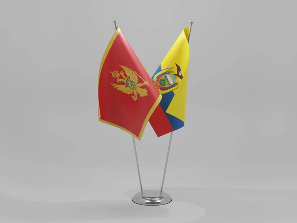Ecuador Montenegro Samenwerkingsvlaggen Witte Achtergrond Render — Stockfoto
