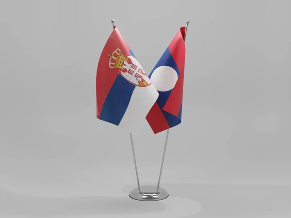 Laos Serbia Cooperation Flags White Background Render — Stock Photo, Image