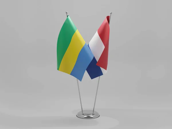 Netherlands Gabon Cooperation Flags White Background Render — стокове фото