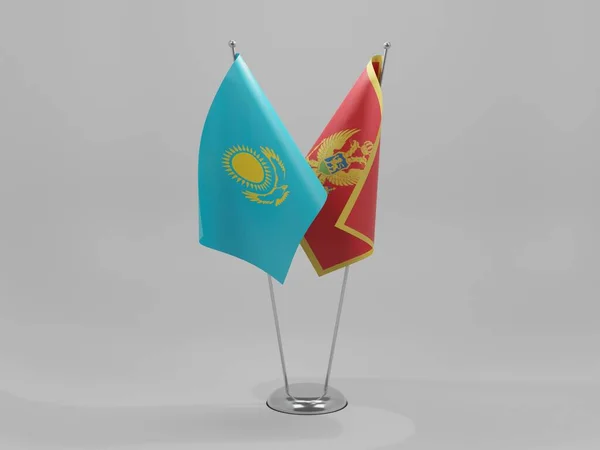 Montenegro Kazakstan Flaggor För Samarbete Vit Bakgrund Render — Stockfoto