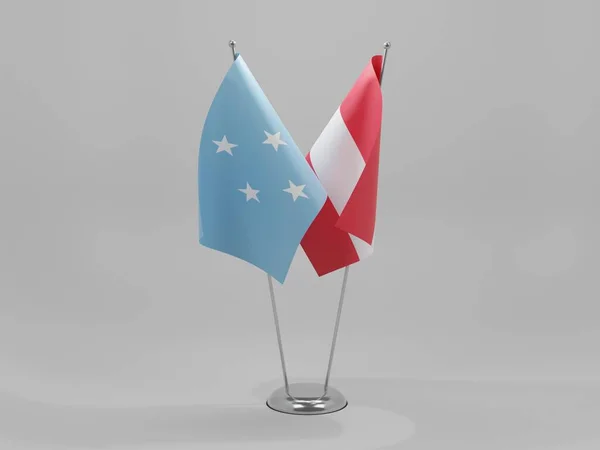 Austria Banderas Cooperación Micronesia Fondo Blanco Render —  Fotos de Stock