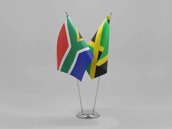 Giamaica Bandiere Cooperazione Sud Africa Sfondo Bianco Render — Foto Stock