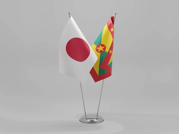 Grenada Japan Cooperation Flags White Background Render — 스톡 사진