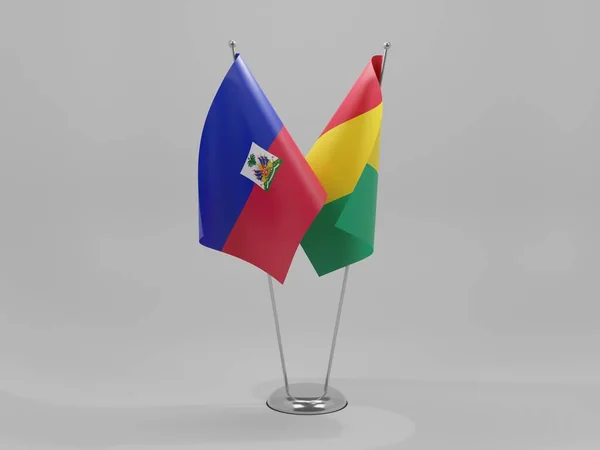 ギニア ハイチ協力旗 白背景 3Dレンダリング — ストック写真