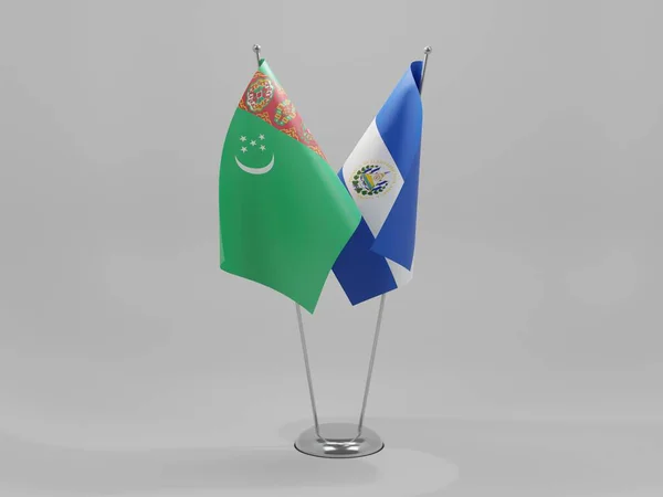 엘살바도르 투르크메니스탄 Cooperation Flags White Background Render — 스톡 사진