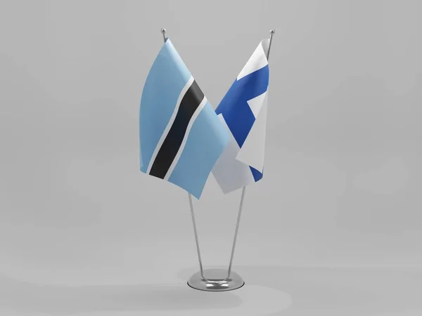 Finlandia Banderas Cooperación Botswana Fondo Blanco Render — Foto de Stock