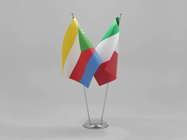 Италия Коморские Острова Флаги Сотрудничества Белый Фон Рендер — стоковое фото